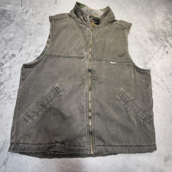 Wolverine Vest Mens Large Olive Canvas Sherpa Fleece Lined Zip Camo Workwear - Picture 1 of 8